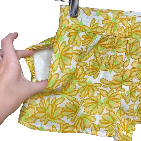 Zara‎ Cream Yellow Retro Floral Pull On Board Shorts Yellow Size XS - Picture 2 of 9